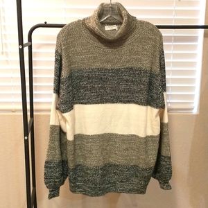 Zenana XL turtle neck sweater Grn/Blu/Wht NWOT